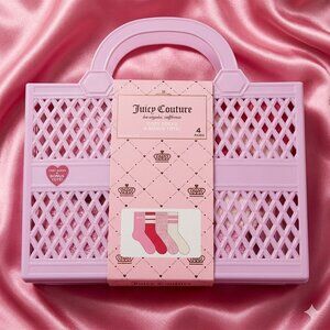 NWT Juicy Couture Cozy Socks Set of 4 w/ Pink Tote